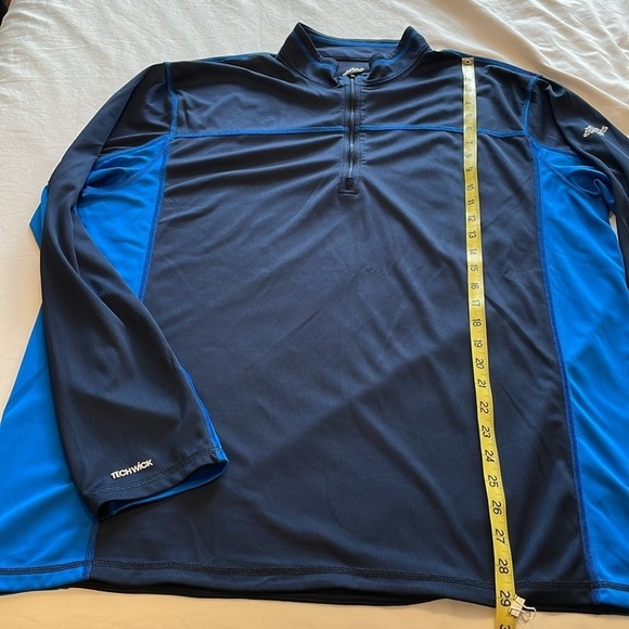 EMS Mens XL TechWick 2 Tone Blue 1/4 Zip Long Sleeve Pullover Lightweight Active - Picture 6 of 9
